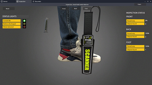 Hand-held metal detector simulator