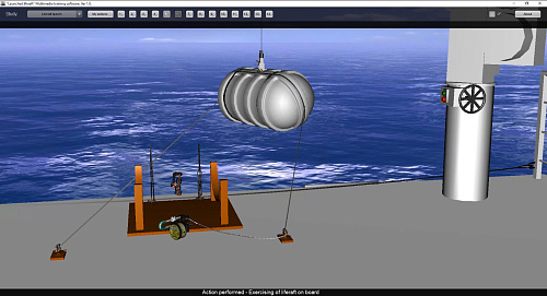 Davit launched liferaft simulation software