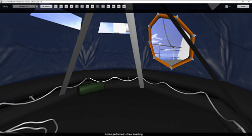 Davit launched liferaft simulation software