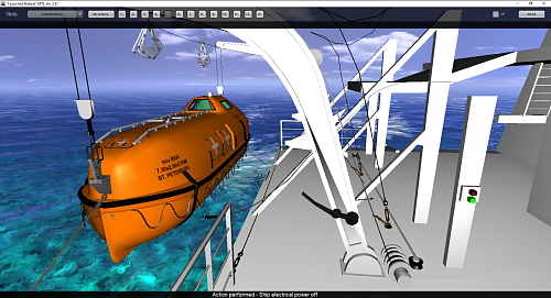 Davit launched lifeboat simulation software