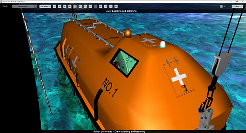 Davit launched lifeboat simulation software